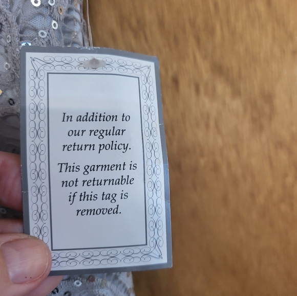 B. Darlin silver sequined v cut front, low cut back, prom/gown. Size 3/4 - Picture 7 of 16